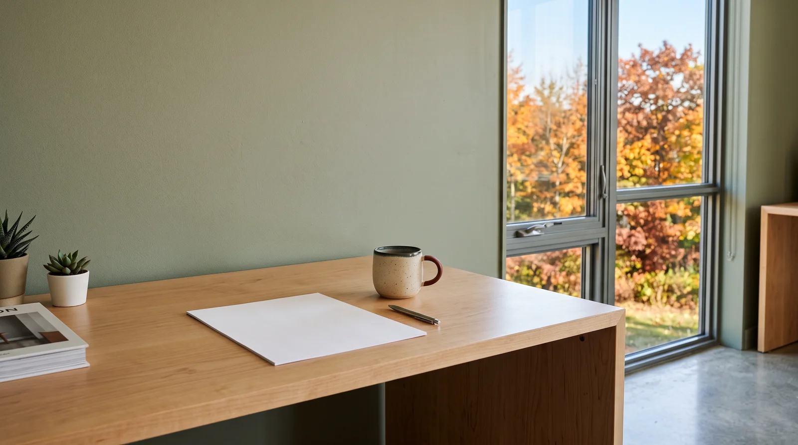 Editorial desk in natural light